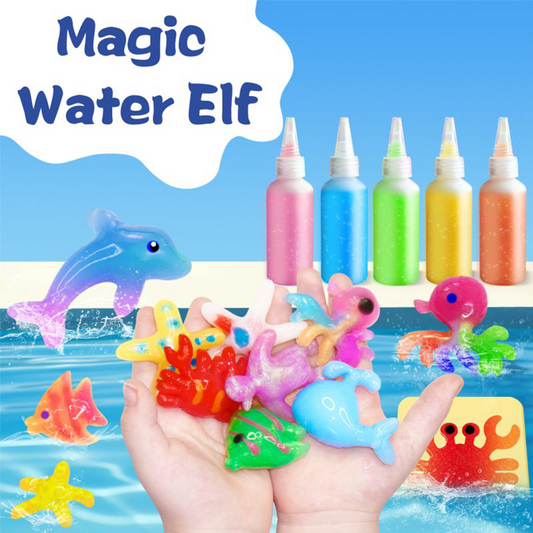 Aqua Fairy Water Gel Kit - Magic Water Elf Toy Handmade Water Animal Set - 20 Colors Magic Gel Aqua Art 10 Molds Squishy Maker - Party Favor Birthday Christmas DIY STEM Gifts for 3-8 Year Old Kids