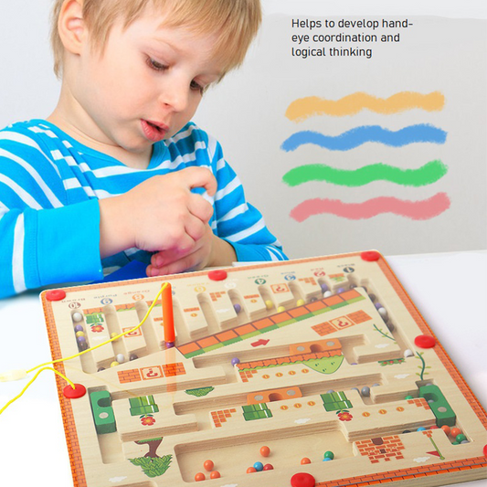 Children Wood Color Digital Cognitive Classification Magnetic Machine Maze Children's Educational Toys for 4-6 years-old