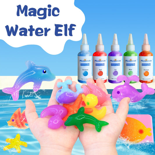 Aqua Fairy Water Gel Kit - Magic Water Elf Toy Handmade Water Animal Set - 10 Colors Magic Gel Aqua Art 6 Molds Squishy Maker - Party Favor Birthday Christmas DIY STEM Gifts for 3-8 Year Old Kids