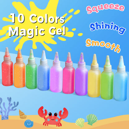 Magic Water Elf Toy Accessory: Magic Gel 20 Colors, Magic Gel 10 Colors, Magic Powder 4 Bags, Net 1 Piece,Sea Animal Molds 10 types