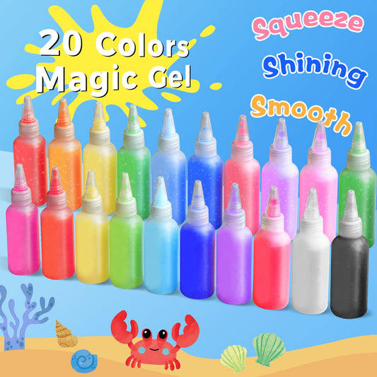 Magic Water Elf Toy Accessory: Magic Gel 20 Colors, Magic Gel 10 Colors, Magic Powder 4 Bags, Net 1 Piece,Sea Animal Molds 10 types
