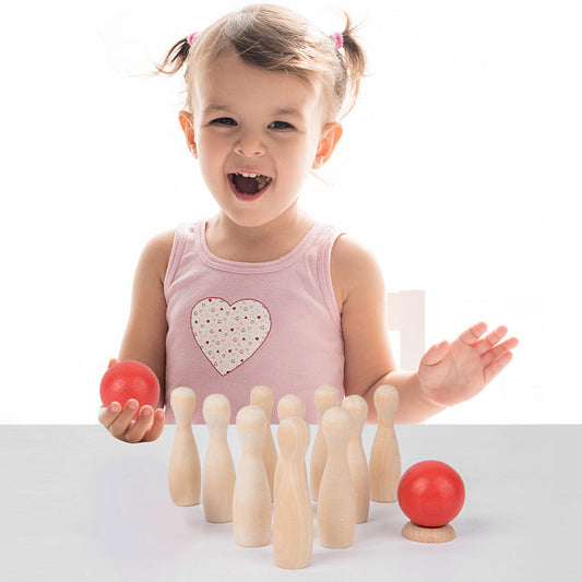 Children's Toys Wooden Bowling Ball Puzzle Brain Development Indoor and Outdoor Ball Sports Competitive Game Building Blocks