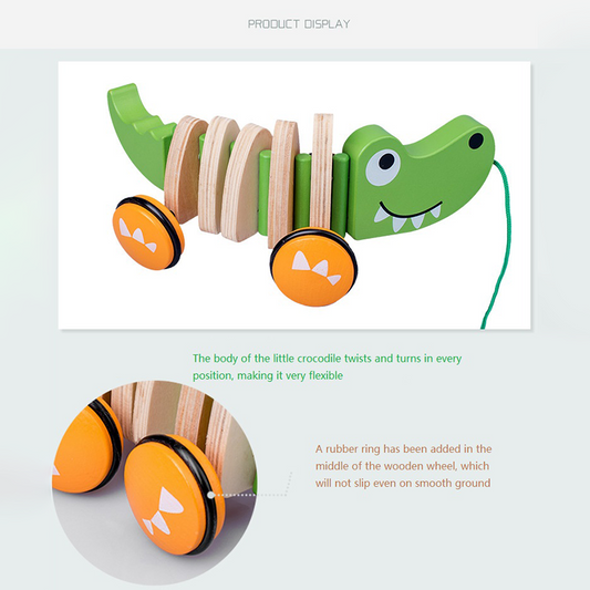 Walk-A-Long Puppy Wooden Pull Toy Award Winning Push Pull Toy Puppy For Toddlers Can Sit, Stand and Roll. Rubber Rimmed Wheels for Easy Push and Pull Action