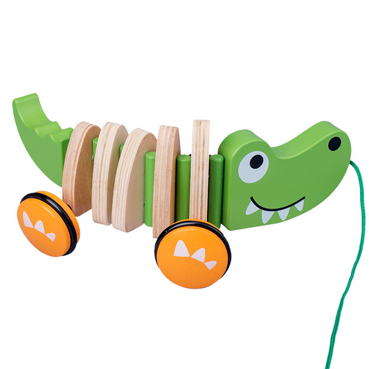 Walk-A-Long Puppy Wooden Pull Toy Award Winning Push Pull Toy Puppy For Toddlers Can Sit, Stand and Roll. Rubber Rimmed Wheels for Easy Push and Pull Action