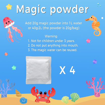 Magic Water Elf Toy Accessory: Magic Gel 20 Colors, Magic Gel 10 Colors, Magic Powder 4 Bags, Net 1 Piece,Sea Animal Molds 10 types
