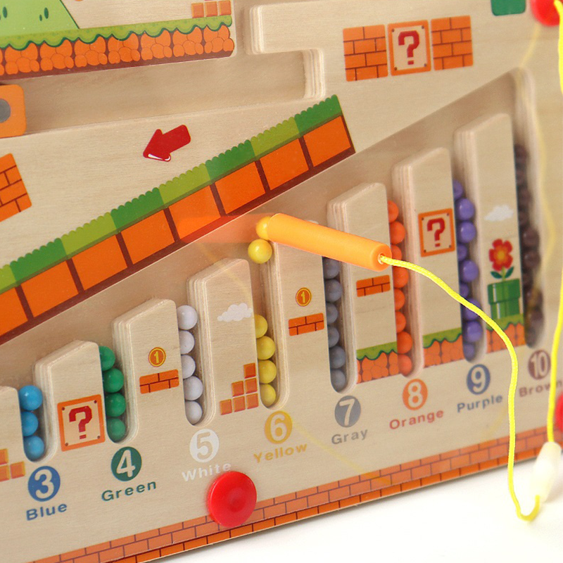 Children Wood Color Digital Cognitive Classification Magnetic Machine Maze Children's Educational Toys for 4-6 years-old