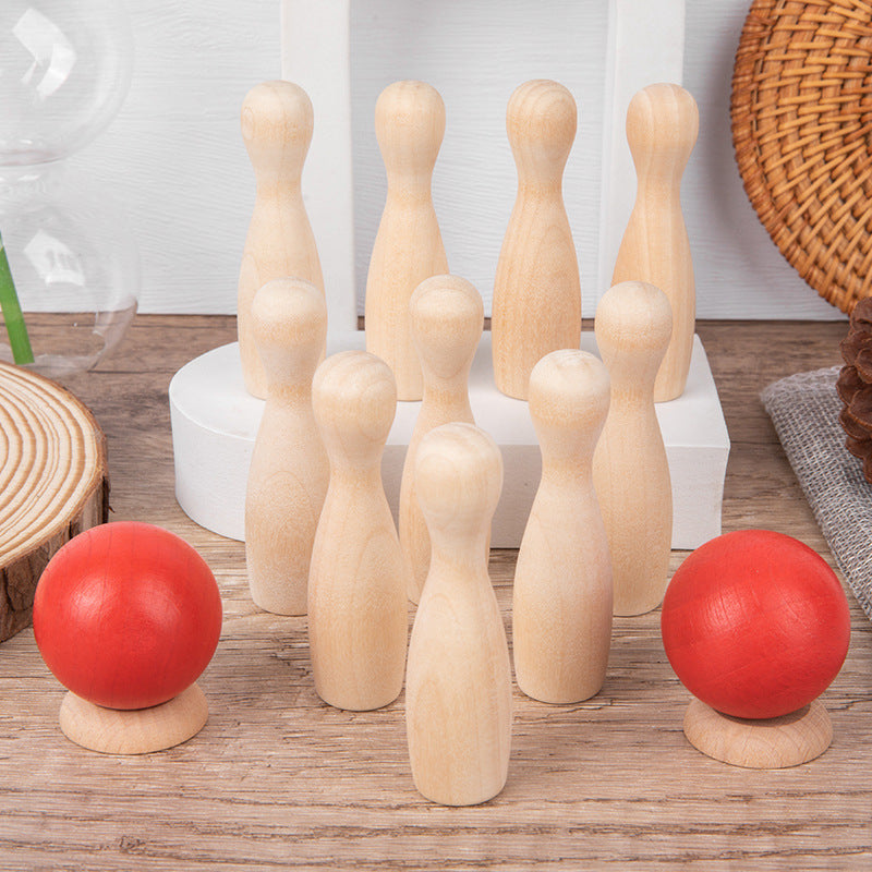 Children's Toys Wooden Bowling Ball Puzzle Brain Development Indoor and Outdoor Ball Sports Competitive Game Building Blocks