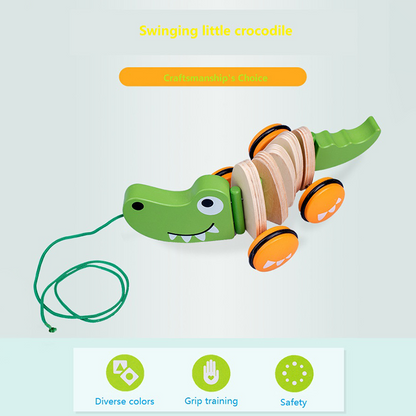Walk-A-Long Puppy Wooden Pull Toy Award Winning Push Pull Toy Puppy For Toddlers Can Sit, Stand and Roll. Rubber Rimmed Wheels for Easy Push and Pull Action