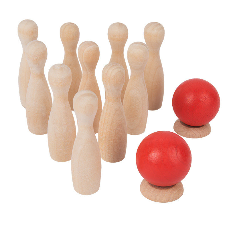 Children's Toys Wooden Bowling Ball Puzzle Brain Development Indoor and Outdoor Ball Sports Competitive Game Building Blocks