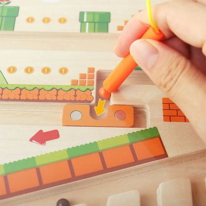 Children Wood Color Digital Cognitive Classification Magnetic Machine Maze Children's Educational Toys for 4-6 years-old