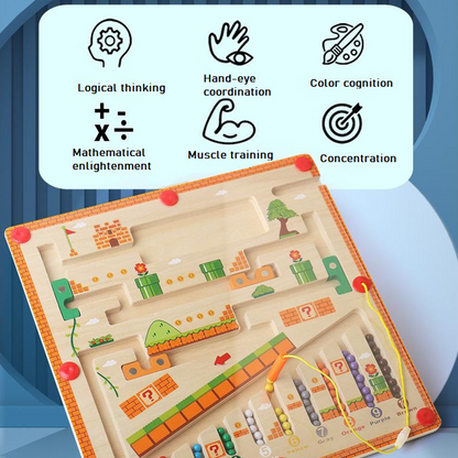Children Wood Color Digital Cognitive Classification Magnetic Machine Maze Children's Educational Toys for 4-6 years-old